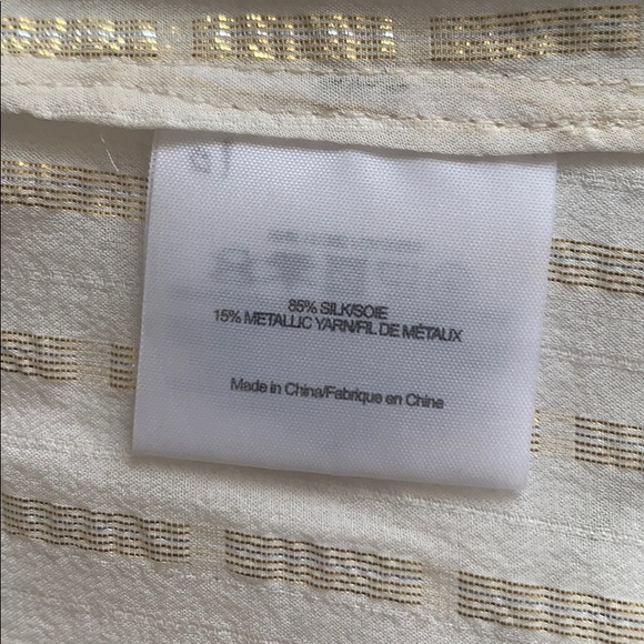 Tory Burch Stella Ruffle Stripe Silk Lame Blouse - Picture 11 of 11